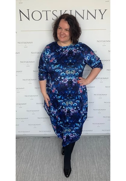 noi nagy méretű buborék ruha csodáklatos kék színnel, zsebekkel, xxl, molett, plussize