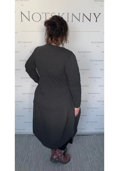 taffi női pamut ruha buborékfazonban, szürke, két zseb, kerek nyak, pihe-puha, molett, xxl, plussize