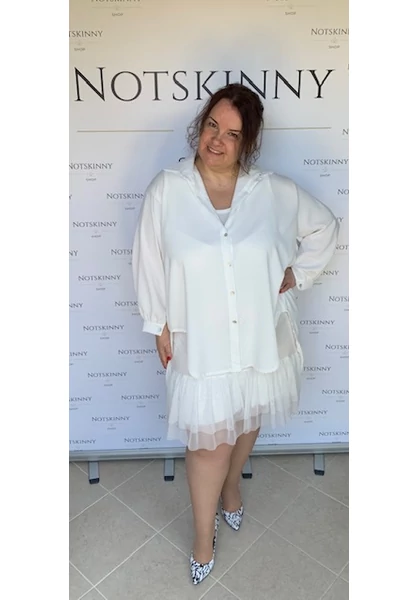 extra nagy méretű női ing blúz ruha tunika fehér gombokkal, elől rövidebb, kerekített oldalt, xl, 5xl molett, plus size
