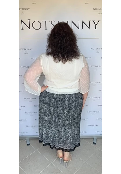 rakott női szoknya molett plus size pliszírozott csipke minta virágokkal
