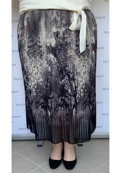 rakott női szoknya molett plus size pliszírozott fás, erdő mintával