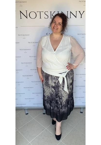 rakott női szoknya molett plus size pliszírozott fás, erdő mintával
