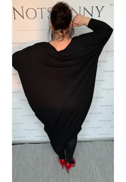 fekete taffi női extra nagy klasszik ruha, molett, xxl, plussize, lefelé szűkül, kerek nyak