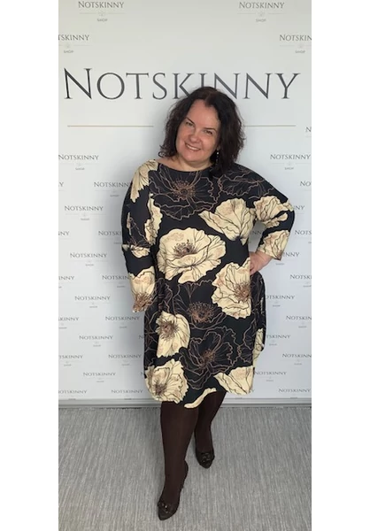 taffi női rövid buborék ruha, csodaszép, barna virágok, nagy méret, xxl, molett, plussize