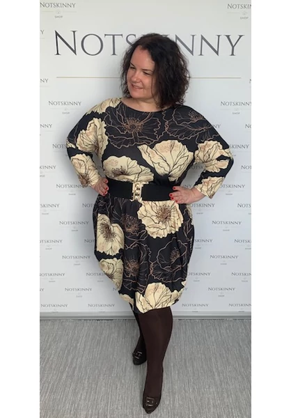 taffi női rövid buborék ruha, csodaszép, barna virágok, nagy méret, xxl, molett, plussize