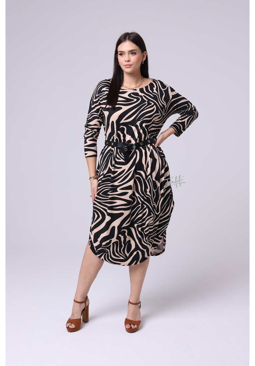 Taffi női hosszú buborék ruha - bézs zebra