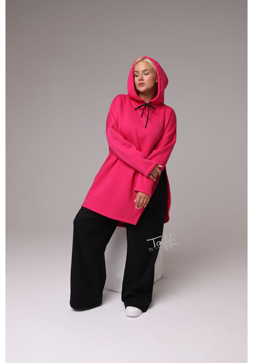 Taffi női kapucnis vastag pulóver - pink