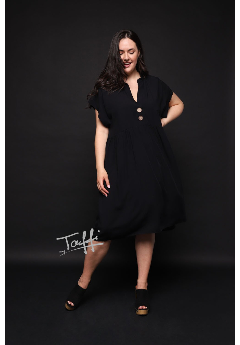 Taffi könnyű női nyári lenvászon ruha - fekete