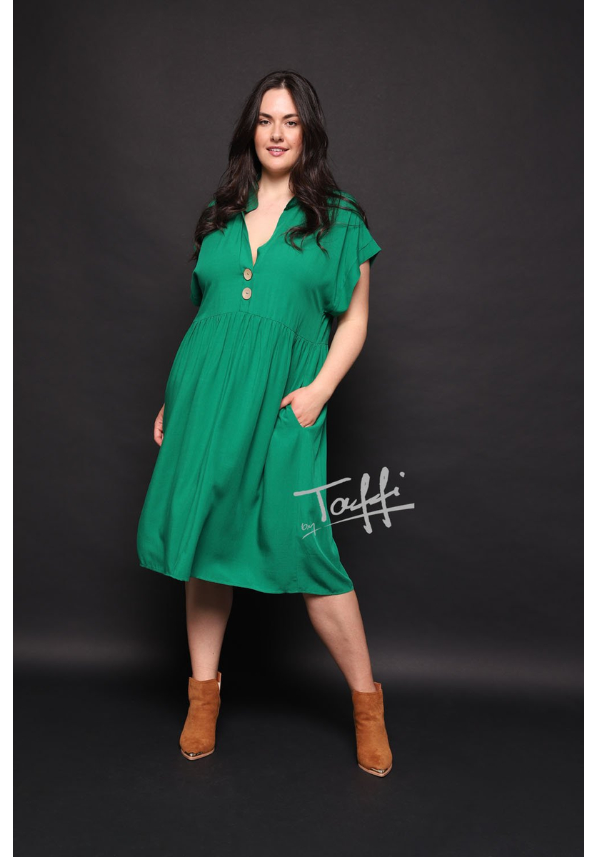 Taffi könnyű női nyári lenvászon ruha - zöld